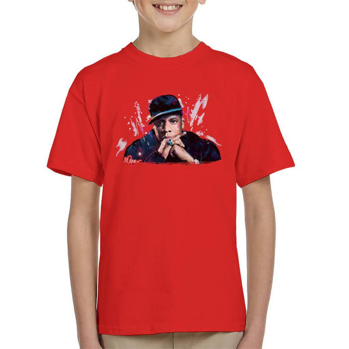 Sidney Maurer Original Portrait Of Jay Z The Black Album Kids T-Shirt - Kids Boys T-Shirt