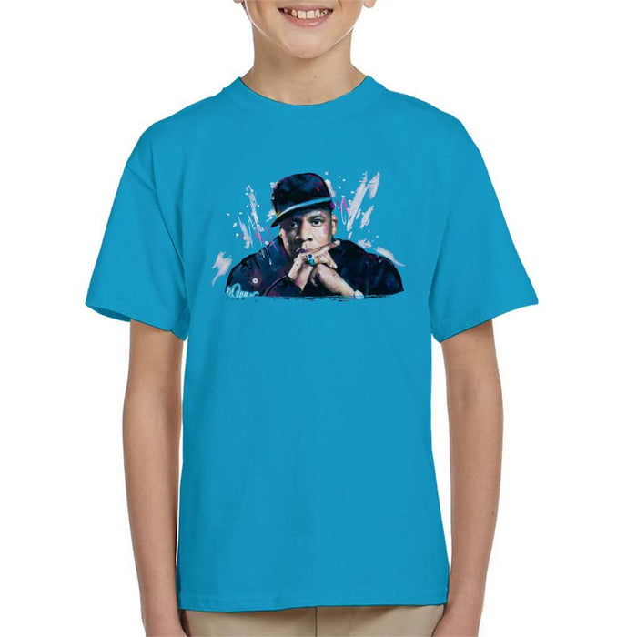Sidney Maurer Original Portrait Of Jay Z The Black Album Kids T-Shirt - Kids Boys T-Shirt
