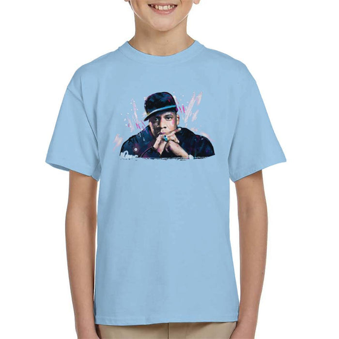 Sidney Maurer Original Portrait Of Jay Z The Black Album Kids T-Shirt - Kids Boys T-Shirt