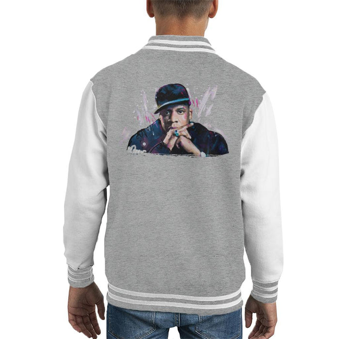 Sidney Maurer Original Portrait Of Jay Z The Black Album Kids Varsity Jacket - Kids Boys Varsity Jacket
