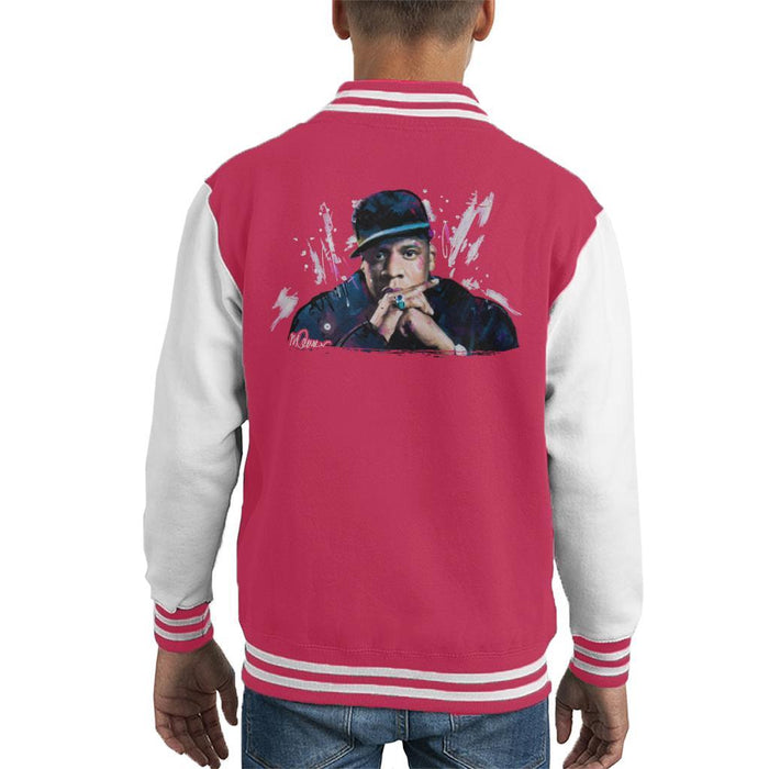 Sidney Maurer Original Portrait Of Jay Z The Black Album Kids Varsity Jacket - Kids Boys Varsity Jacket