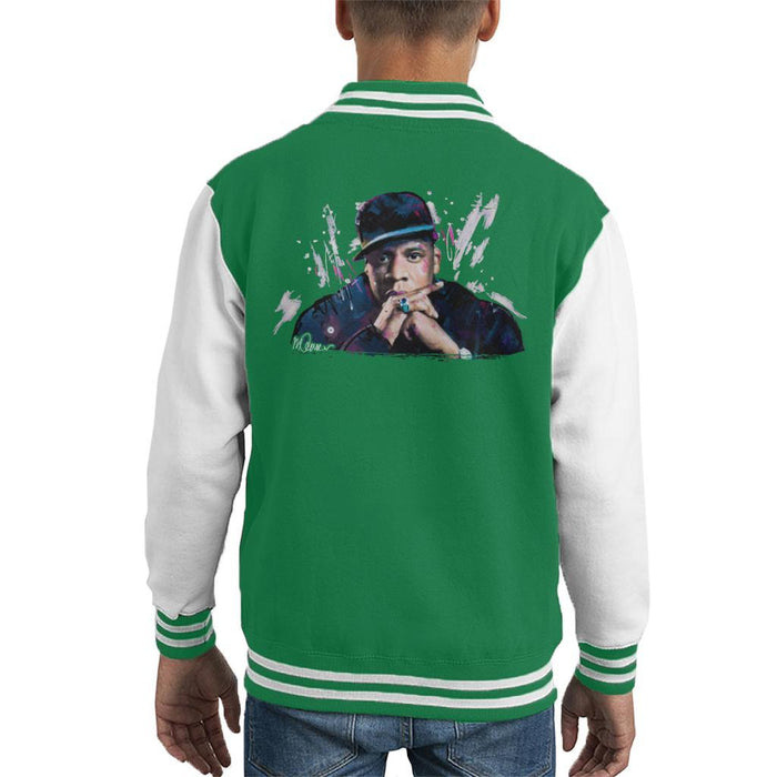 Sidney Maurer Original Portrait Of Jay Z The Black Album Kids Varsity Jacket - Kids Boys Varsity Jacket