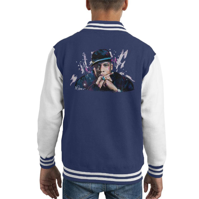 Sidney Maurer Original Portrait Of Jay Z The Black Album Kids Varsity Jacket - Kids Boys Varsity Jacket