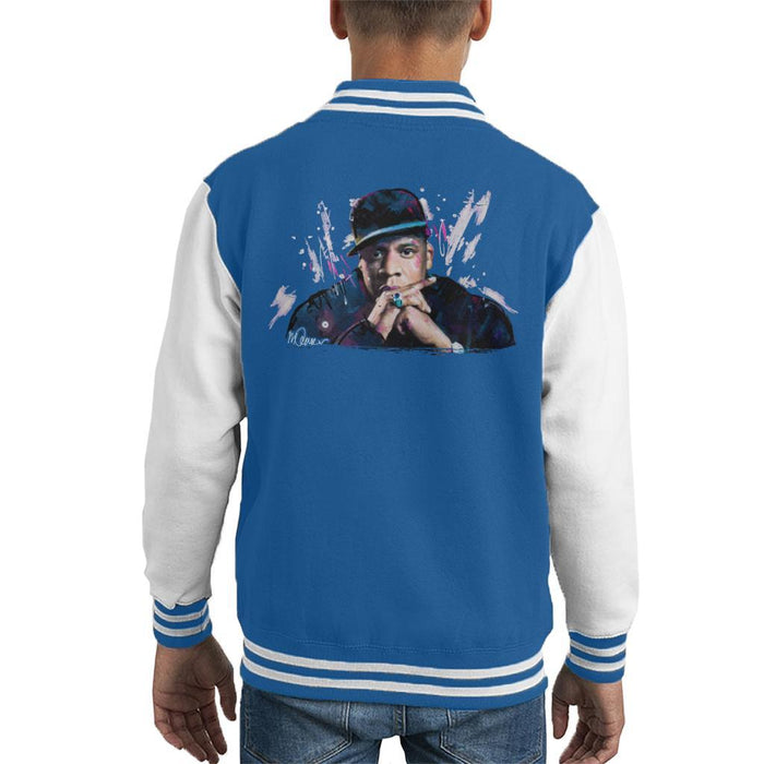 Sidney Maurer Original Portrait Of Jay Z The Black Album Kids Varsity Jacket - Kids Boys Varsity Jacket