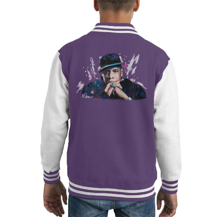 Sidney Maurer Original Portrait Of Jay Z The Black Album Kids Varsity Jacket - Kids Boys Varsity Jacket