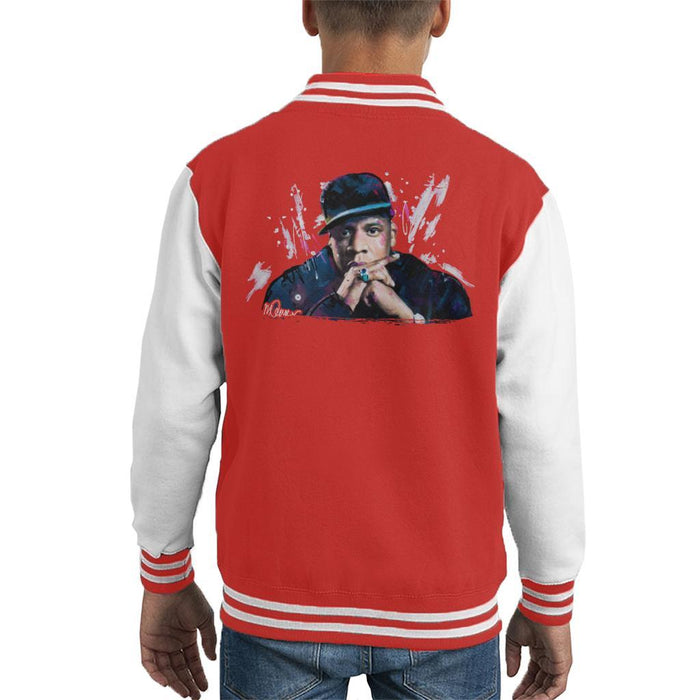 Sidney Maurer Original Portrait Of Jay Z The Black Album Kids Varsity Jacket - Kids Boys Varsity Jacket