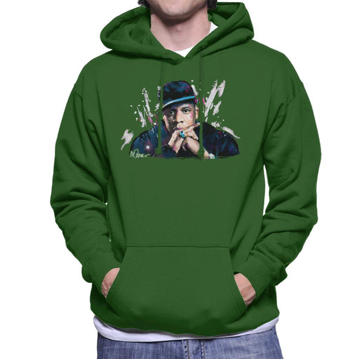 Sidney Maurer Original Portrait Of Jay Z The Black Album Mens Hooded Sweatshirt - Mens Hooded Sweatshirt
