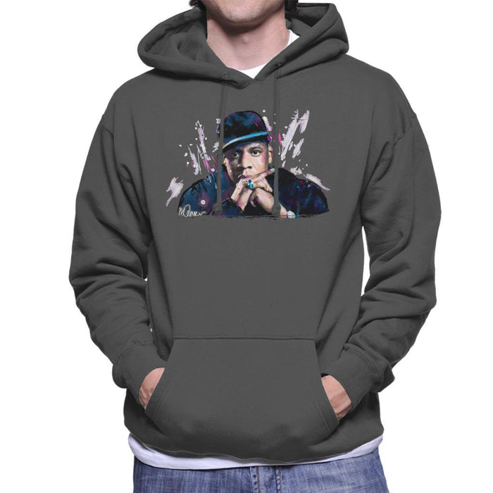 Sidney Maurer Original Portrait Of Jay Z The Black Album Mens Hooded Sweatshirt - Mens Hooded Sweatshirt