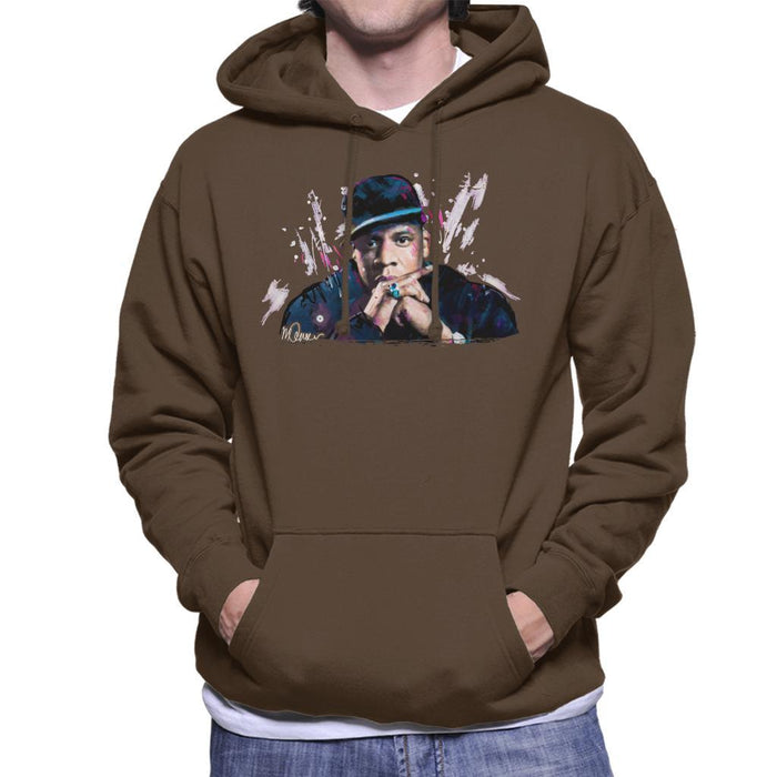 Sidney Maurer Original Portrait Of Jay Z The Black Album Mens Hooded Sweatshirt - Mens Hooded Sweatshirt