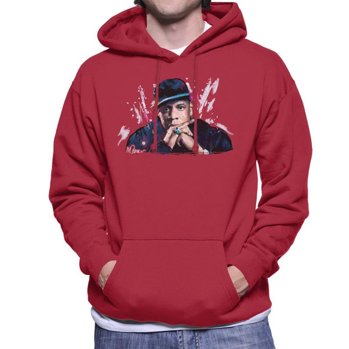 Sidney Maurer Original Portrait Of Jay Z The Black Album Mens Hooded Sweatshirt - Mens Hooded Sweatshirt
