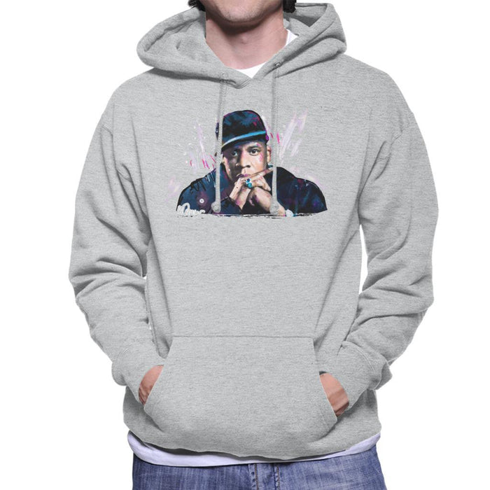 Sidney Maurer Original Portrait Of Jay Z The Black Album Mens Hooded Sweatshirt - Mens Hooded Sweatshirt