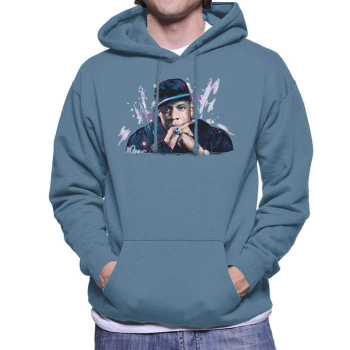 Sidney Maurer Original Portrait Of Jay Z The Black Album Mens Hooded Sweatshirt - Mens Hooded Sweatshirt