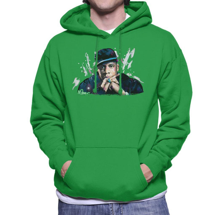 Sidney Maurer Original Portrait Of Jay Z The Black Album Mens Hooded Sweatshirt - Mens Hooded Sweatshirt