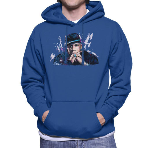 Sidney Maurer Original Portrait Of Jay Z The Black Album Mens Hooded Sweatshirt - Mens Hooded Sweatshirt