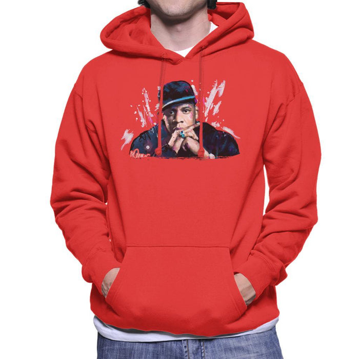 Sidney Maurer Original Portrait Of Jay Z The Black Album Mens Hooded Sweatshirt - Mens Hooded Sweatshirt