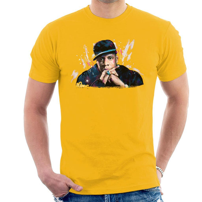 Sidney Maurer Original Portrait Of Jay Z The Black Album Mens T-Shirt - Small / Gold - Mens T-Shirt