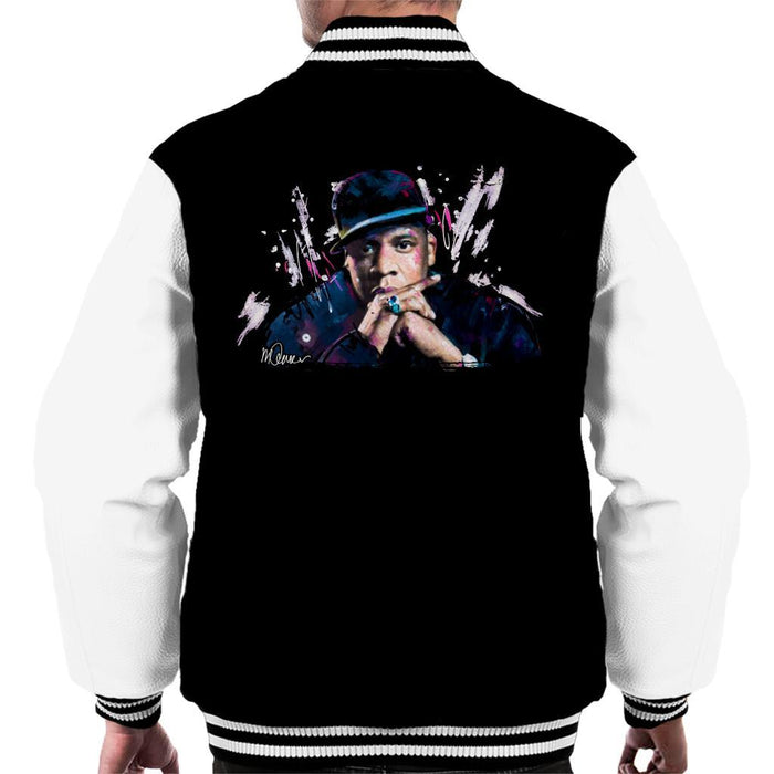 Sidney Maurer Original Portrait Of Jay Z The Black Album Mens Varsity Jacket - Mens Varsity Jacket