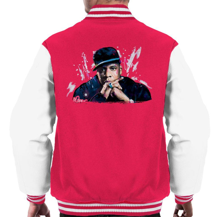 Sidney Maurer Original Portrait Of Jay Z The Black Album Mens Varsity Jacket - Mens Varsity Jacket