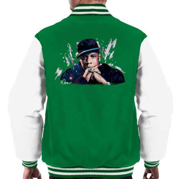 Sidney Maurer Original Portrait Of Jay Z The Black Album Mens Varsity Jacket - Mens Varsity Jacket