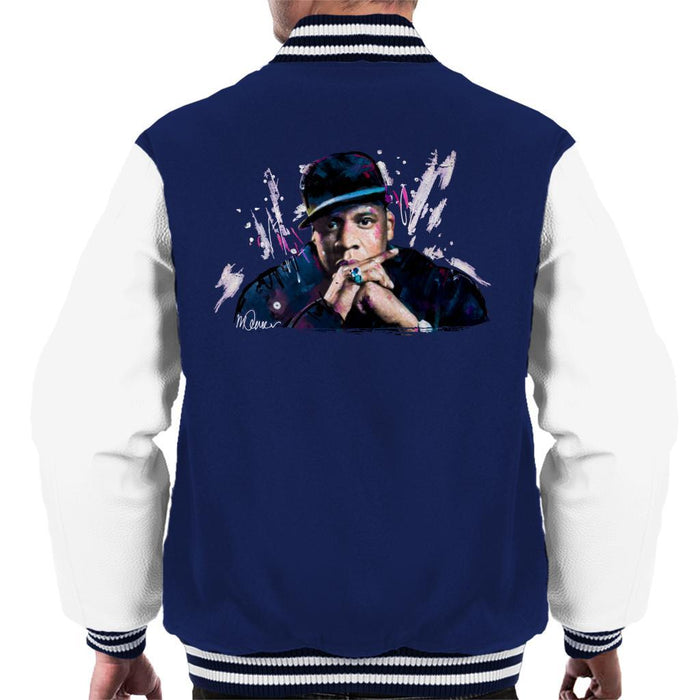 Sidney Maurer Original Portrait Of Jay Z The Black Album Mens Varsity Jacket - Mens Varsity Jacket