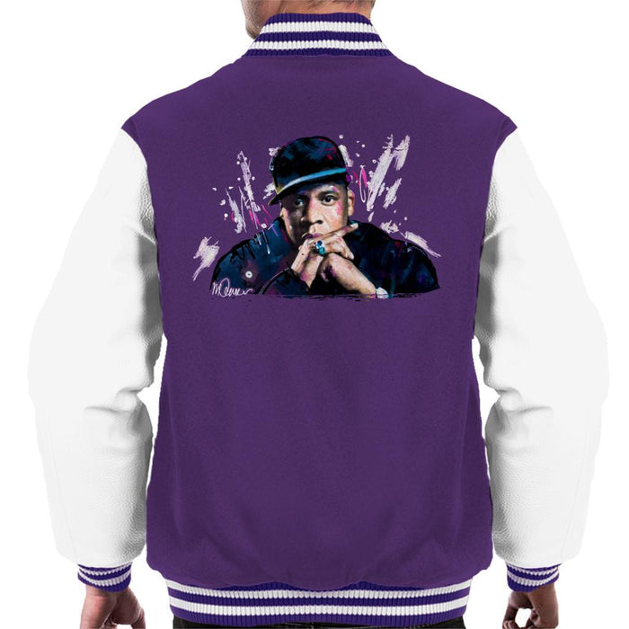 Sidney Maurer Original Portrait Of Jay Z The Black Album Mens Varsity Jacket - Mens Varsity Jacket
