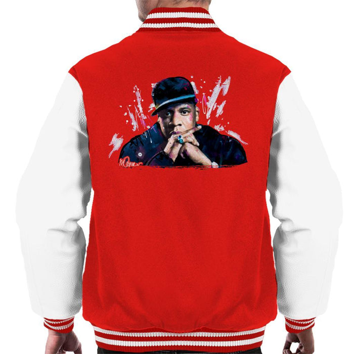 Sidney Maurer Original Portrait Of Jay Z The Black Album Mens Varsity Jacket - Mens Varsity Jacket