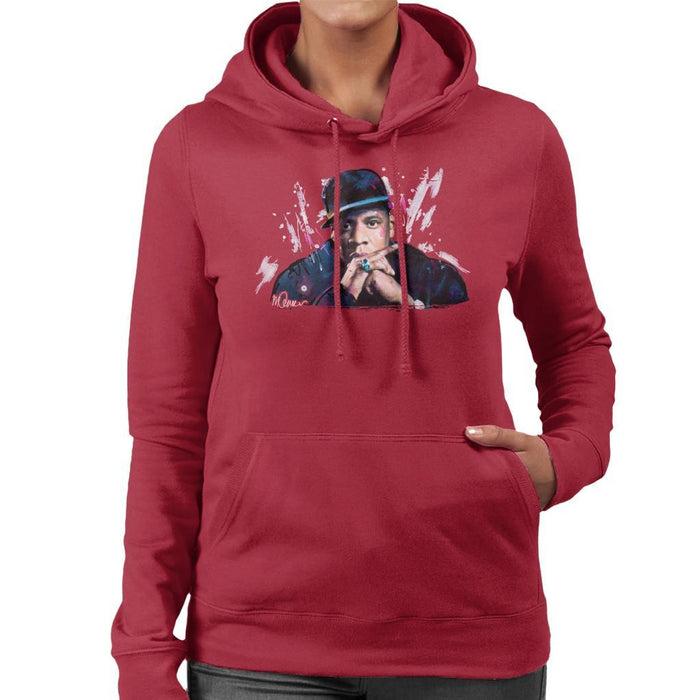 Sidney Maurer Original Portrait Of Jay Z The Black Album Womens Hooded Sweatshirt - Womens Hooded Sweatshirt