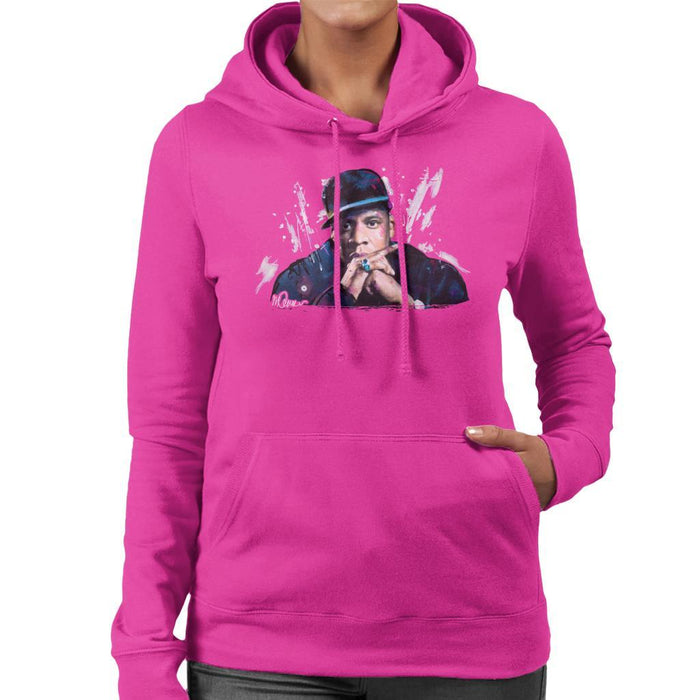 Sidney Maurer Original Portrait Of Jay Z The Black Album Womens Hooded Sweatshirt - Womens Hooded Sweatshirt