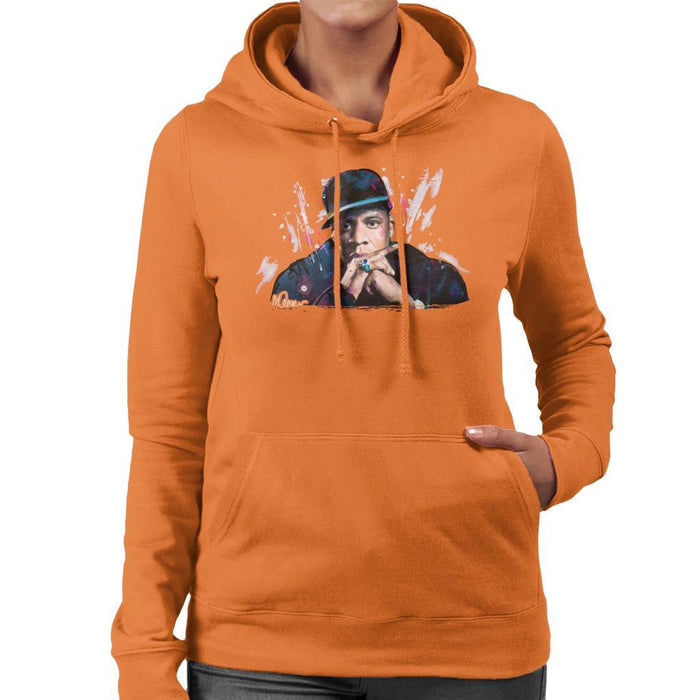 Sidney Maurer Original Portrait Of Jay Z The Black Album Womens Hooded Sweatshirt - Womens Hooded Sweatshirt