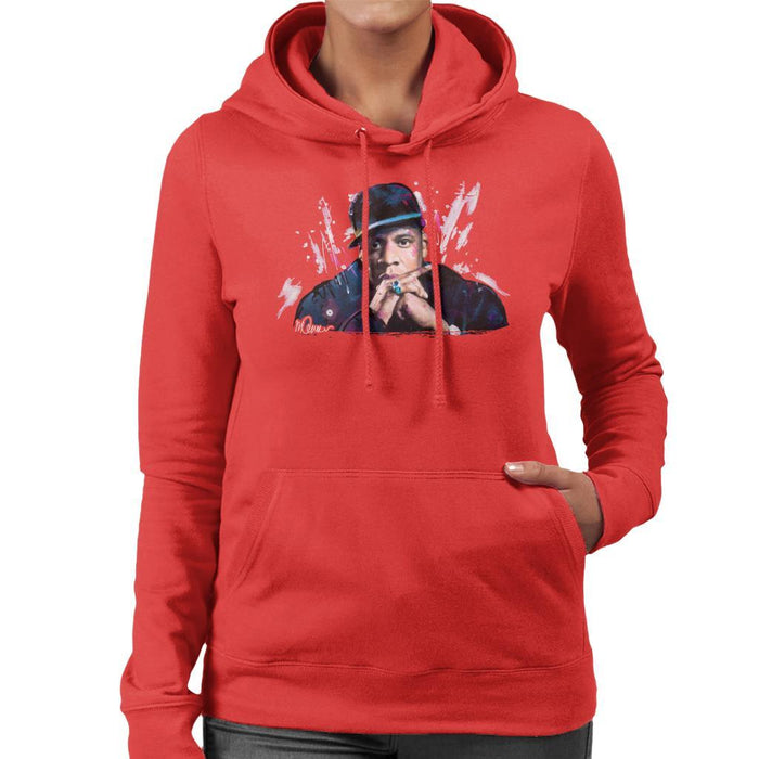 Sidney Maurer Original Portrait Of Jay Z The Black Album Womens Hooded Sweatshirt - Womens Hooded Sweatshirt