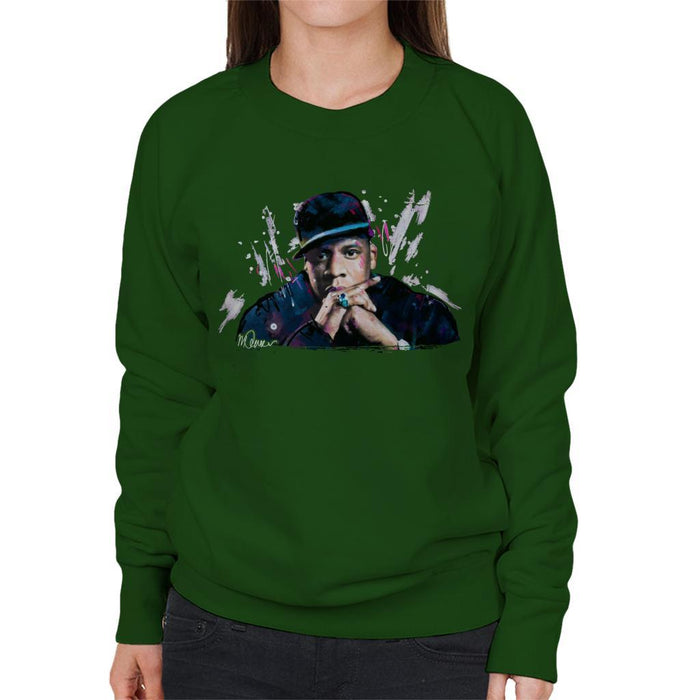 Sidney Maurer Original Portrait Of Jay Z The Black Album Womens Sweatshirt - Womens Sweatshirt