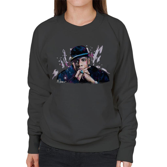 Sidney Maurer Original Portrait Of Jay Z The Black Album Womens Sweatshirt - Womens Sweatshirt