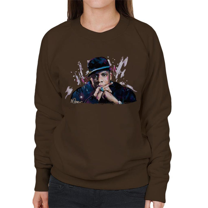 Sidney Maurer Original Portrait Of Jay Z The Black Album Womens Sweatshirt - Womens Sweatshirt