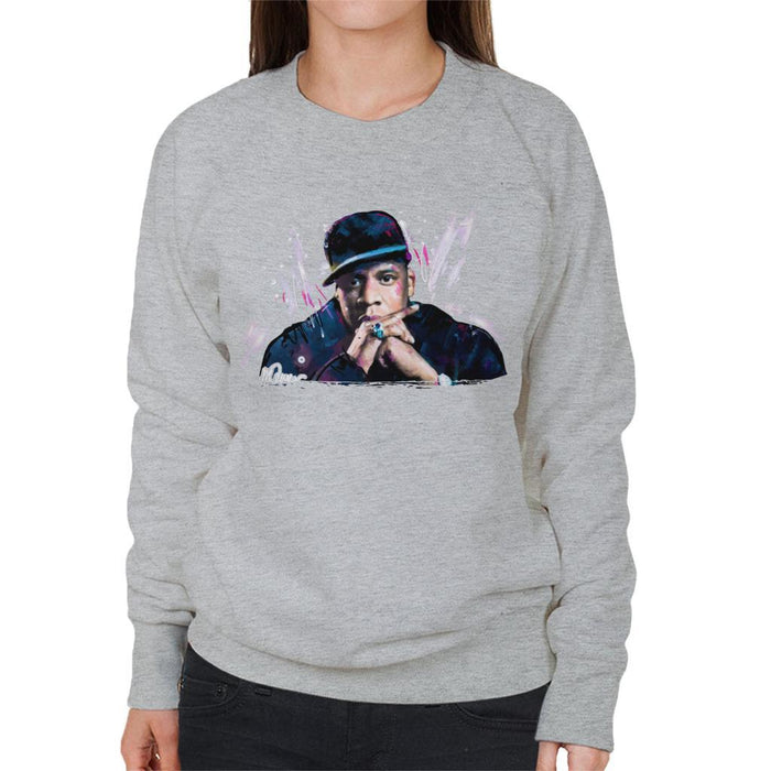 Sidney Maurer Original Portrait Of Jay Z The Black Album Womens Sweatshirt - Womens Sweatshirt