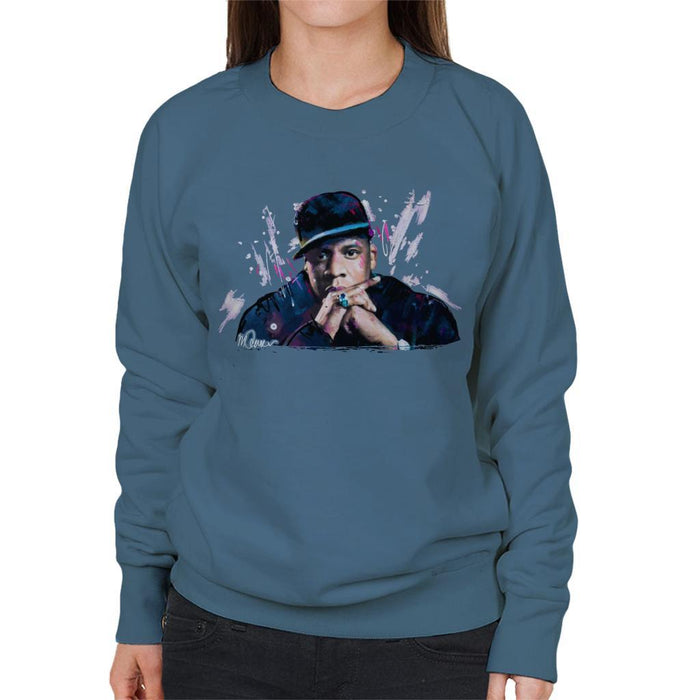 Sidney Maurer Original Portrait Of Jay Z The Black Album Womens Sweatshirt - Womens Sweatshirt