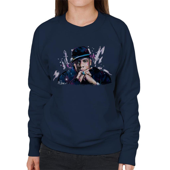 Sidney Maurer Original Portrait Of Jay Z The Black Album Womens Sweatshirt - Womens Sweatshirt