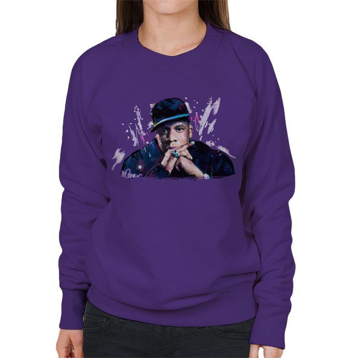 Sidney Maurer Original Portrait Of Jay Z The Black Album Womens Sweatshirt - Womens Sweatshirt