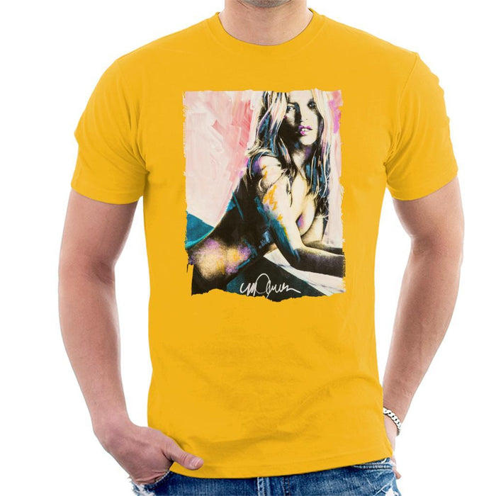 Sidney Maurer Original Portrait Of Kate Moss Nude Mens T-Shirt - Small / Gold - Mens T-Shirt