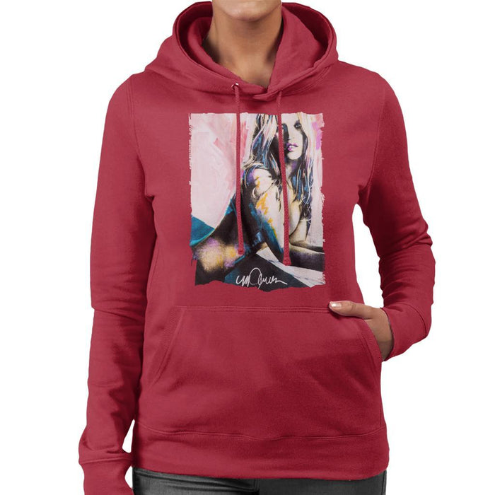 Sidney Maurer Original Portrait Of Kate Moss Nude Womens Hooded Sweatshirt - Womens Hooded Sweatshirt