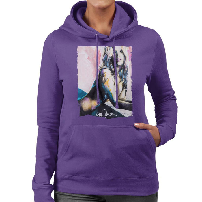 Sidney Maurer Original Portrait Of Kate Moss Nude Womens Hooded Sweatshirt - Womens Hooded Sweatshirt