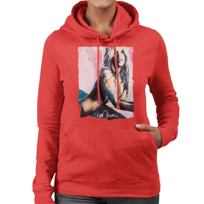 Sidney Maurer Original Portrait Of Kate Moss Nude Womens Hooded Sweatshirt - Womens Hooded Sweatshirt