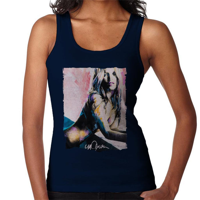 Sidney Maurer Original Portrait Of Kate Moss Nude Womens Vest - Small / Navy Blue - Womens Vest