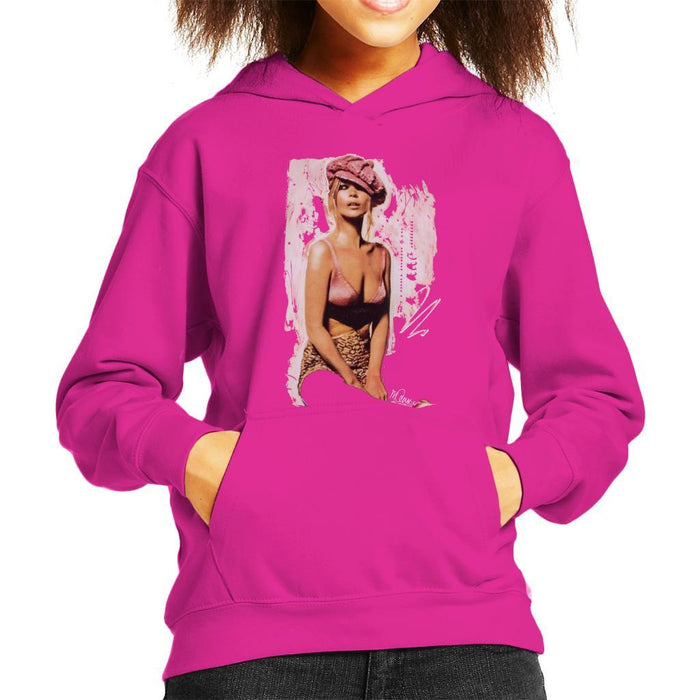 Sidney Maurer Original Portrait Of Kate Moss Pink Hat And Bra Kids Hooded Sweatshirt - Kids Boys Hooded Sweatshirt