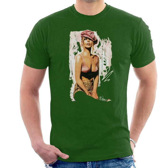 Sidney Maurer Original Portrait Of Kate Moss Pink Hat And Bra Mens T-Shirt - Mens T-Shirt