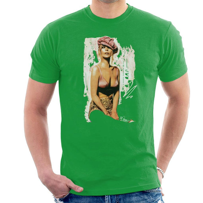 Sidney Maurer Original Portrait Of Kate Moss Pink Hat And Bra Mens T-Shirt - Mens T-Shirt