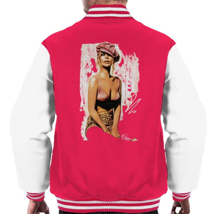 Sidney Maurer Original Portrait Of Kate Moss Pink Hat And Bra Mens Varsity Jacket - Mens Varsity Jacket