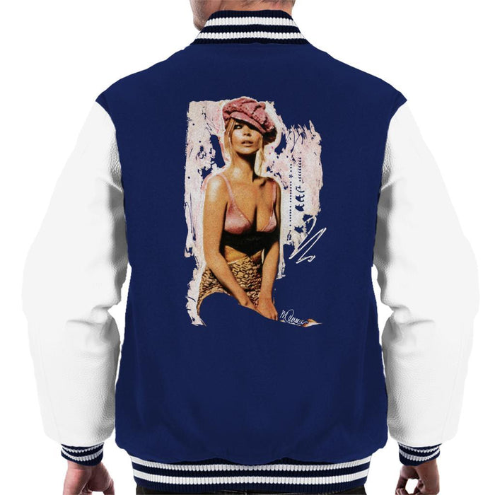 Sidney Maurer Original Portrait Of Kate Moss Pink Hat And Bra Mens Varsity Jacket - Mens Varsity Jacket