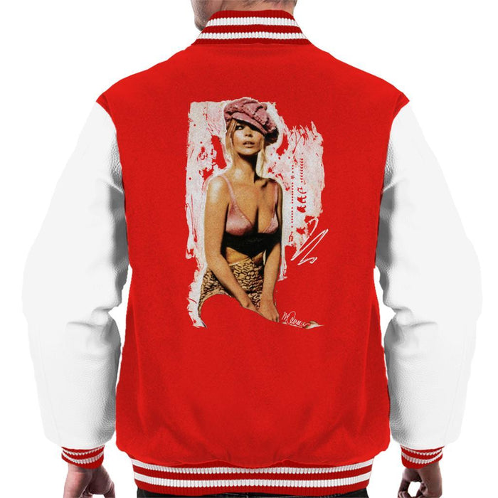 Sidney Maurer Original Portrait Of Kate Moss Pink Hat And Bra Mens Varsity Jacket - Mens Varsity Jacket