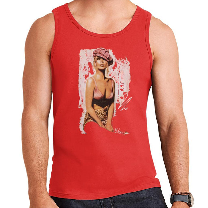 Sidney Maurer Original Portrait Of Kate Moss Pink Hat And Bra Mens Vest - Small / Red - Mens Vest