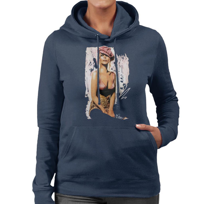 Sidney Maurer Original Portrait Of Kate Moss Pink Hat And Bra Womens Hooded Sweatshirt - Womens Hooded Sweatshirt